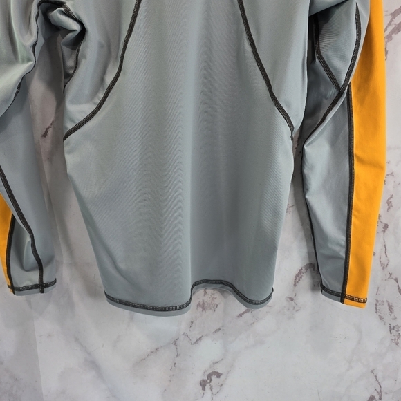 NRS Hydrosilk LS Mens Medium Gray Yellow Rash Guard Swim Long Sleeve Top Shirt - Picture 7 of 11